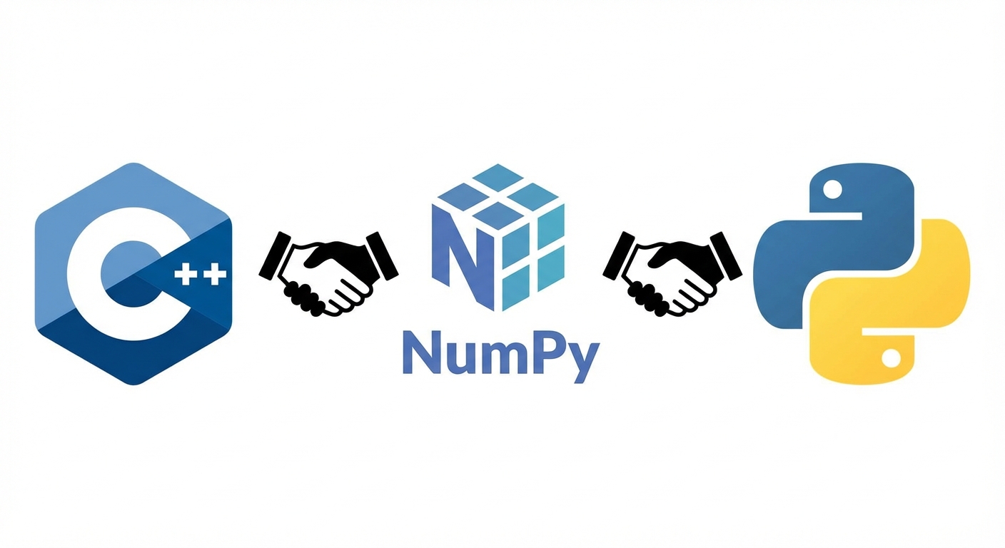 Logo's van NumPy, Python en C