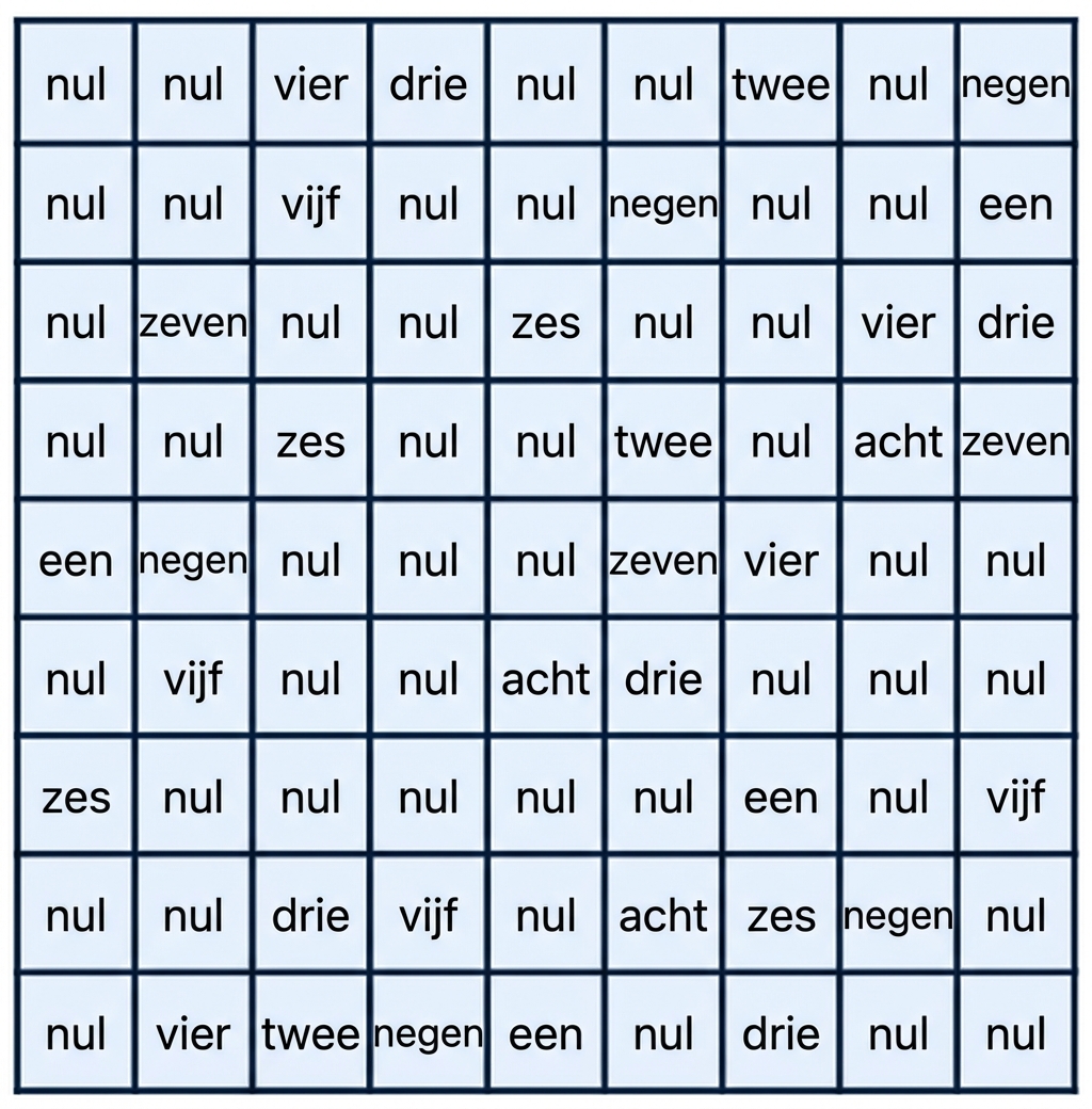 Een ongesorteerde sudokupuzzel