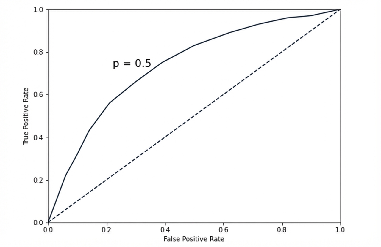 Lijn buigt omhoog naar rechts boven de stippellijn, voor verschillende drempels
