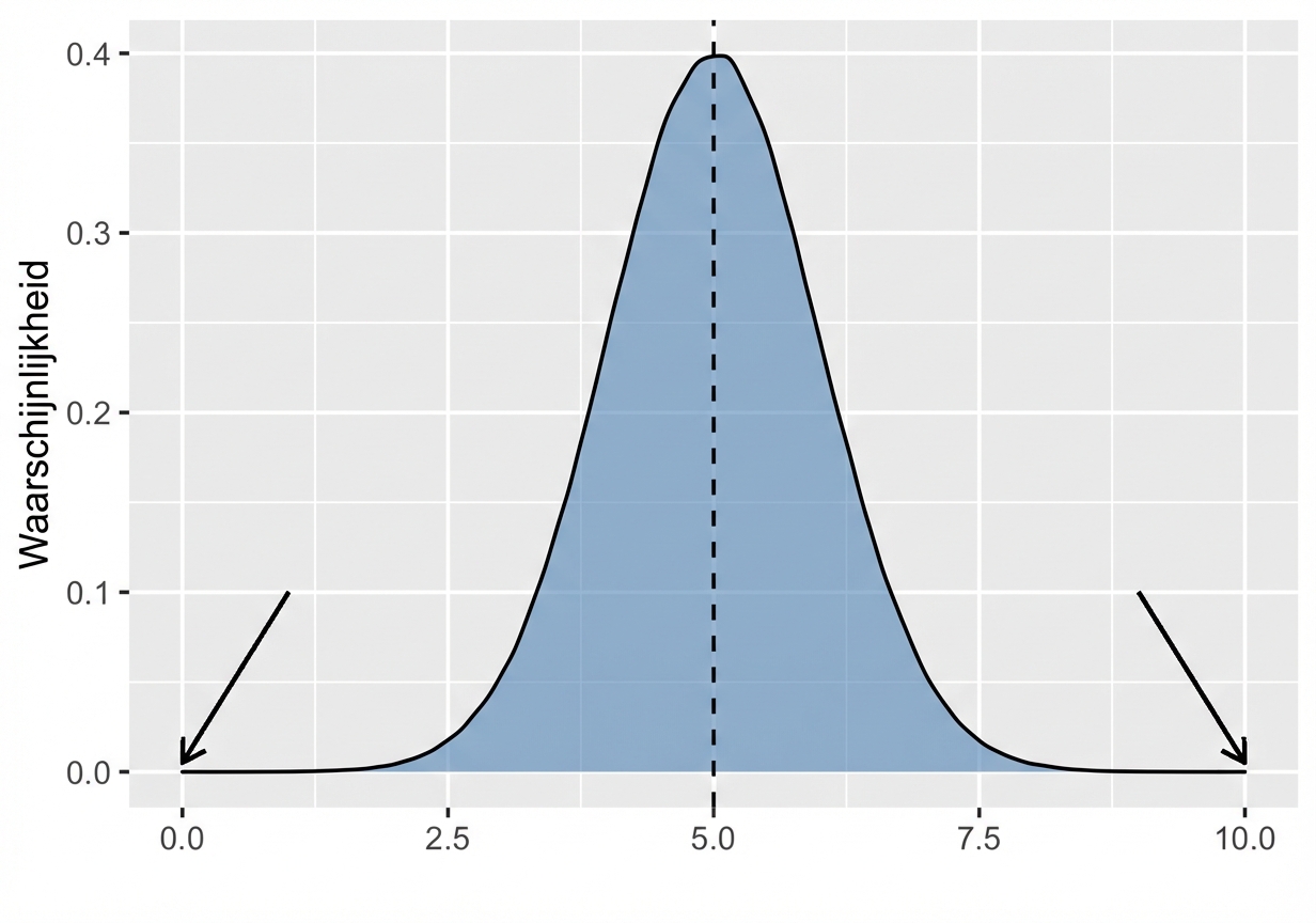 Normale verdeling met pijlen naar de staarten aan beide kanten.png