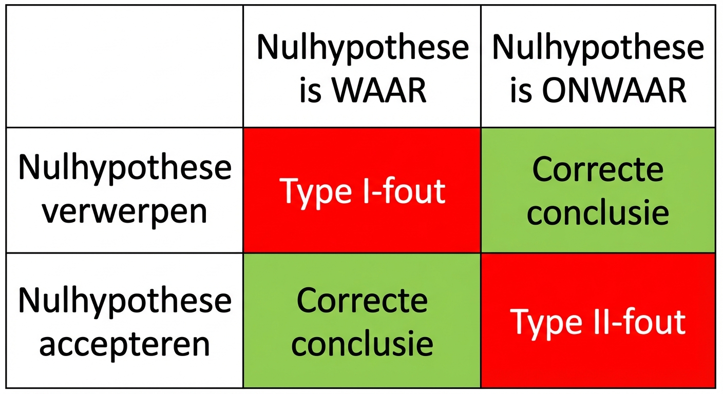 Terecht de alternatieve hypothese accepteren (nul verwerpen)