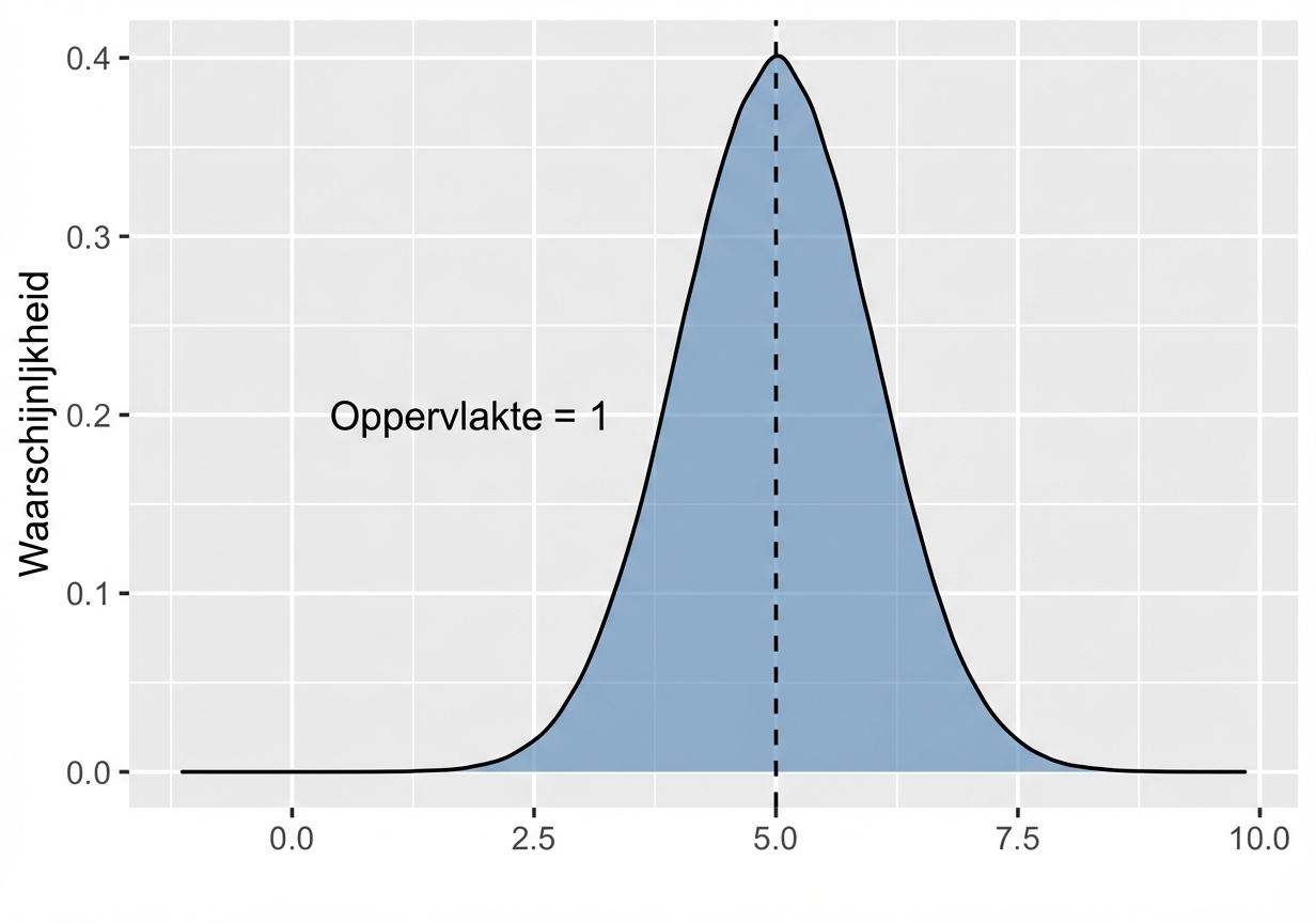 Normale verdeling met gearceerd gebied onder de kromme.png