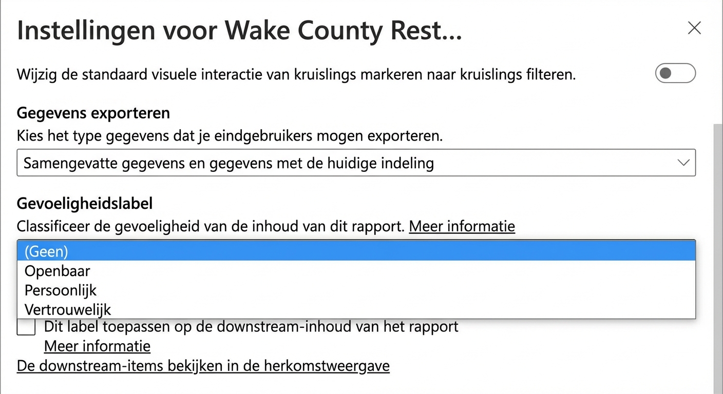 Een gevoeligheidslabel aan een rapport toevoegen.