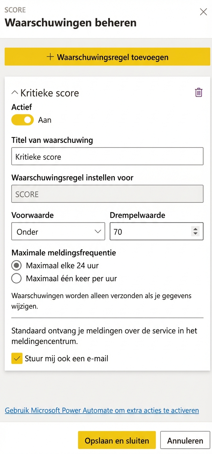 Een gegevenswaarschuwing maken op een dashboardtegel