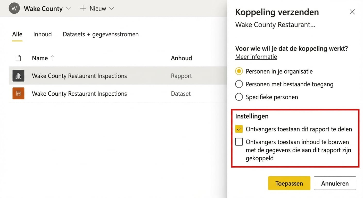 Geef een gebruiker rechten door een link te delen.