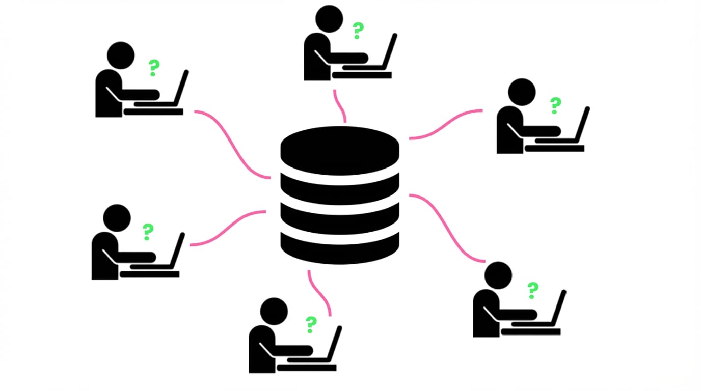 veel mensen die een database bevragen