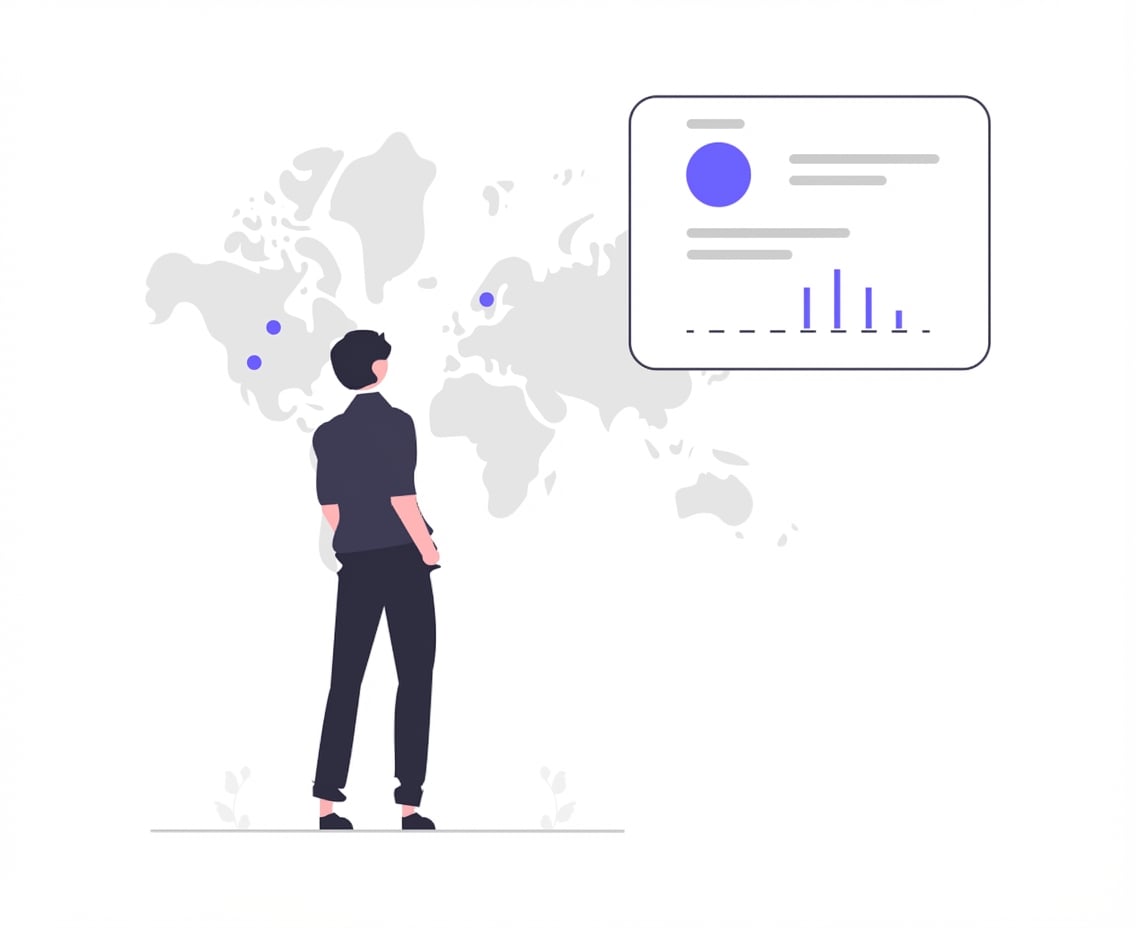 illustratie van persoon die naar data kijkt