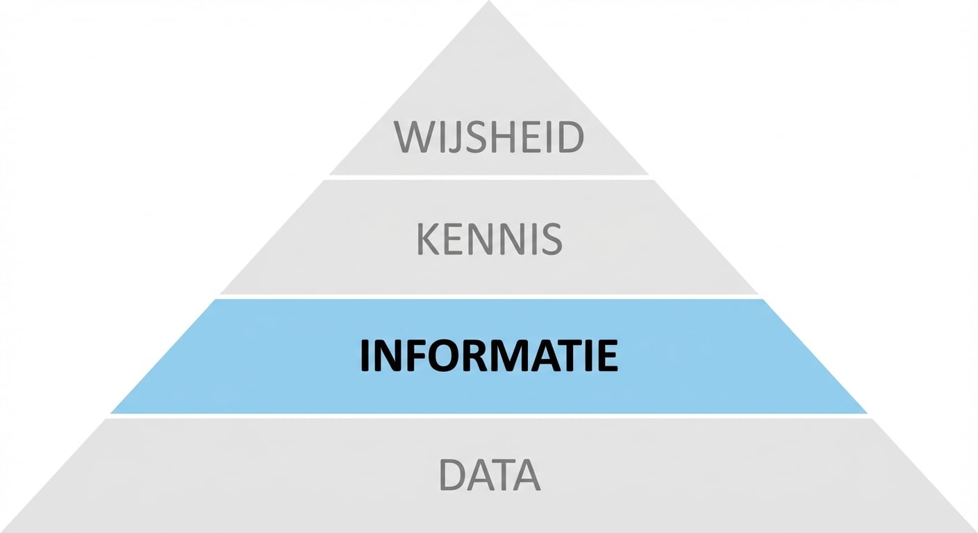diagram van de DIKW-piramide met de stap informatie gemarkeerd