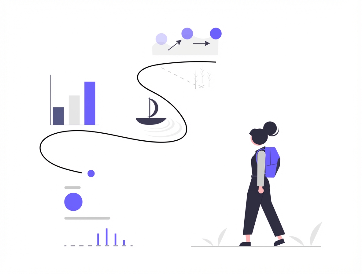 Reiziger die van datapunt naar datapunt gaat