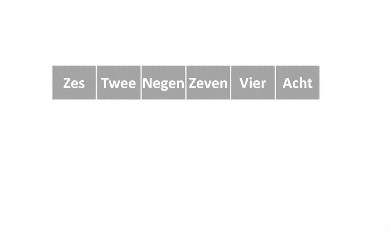 Een schematische weergave van een lijst met ongesorteerde getallen.