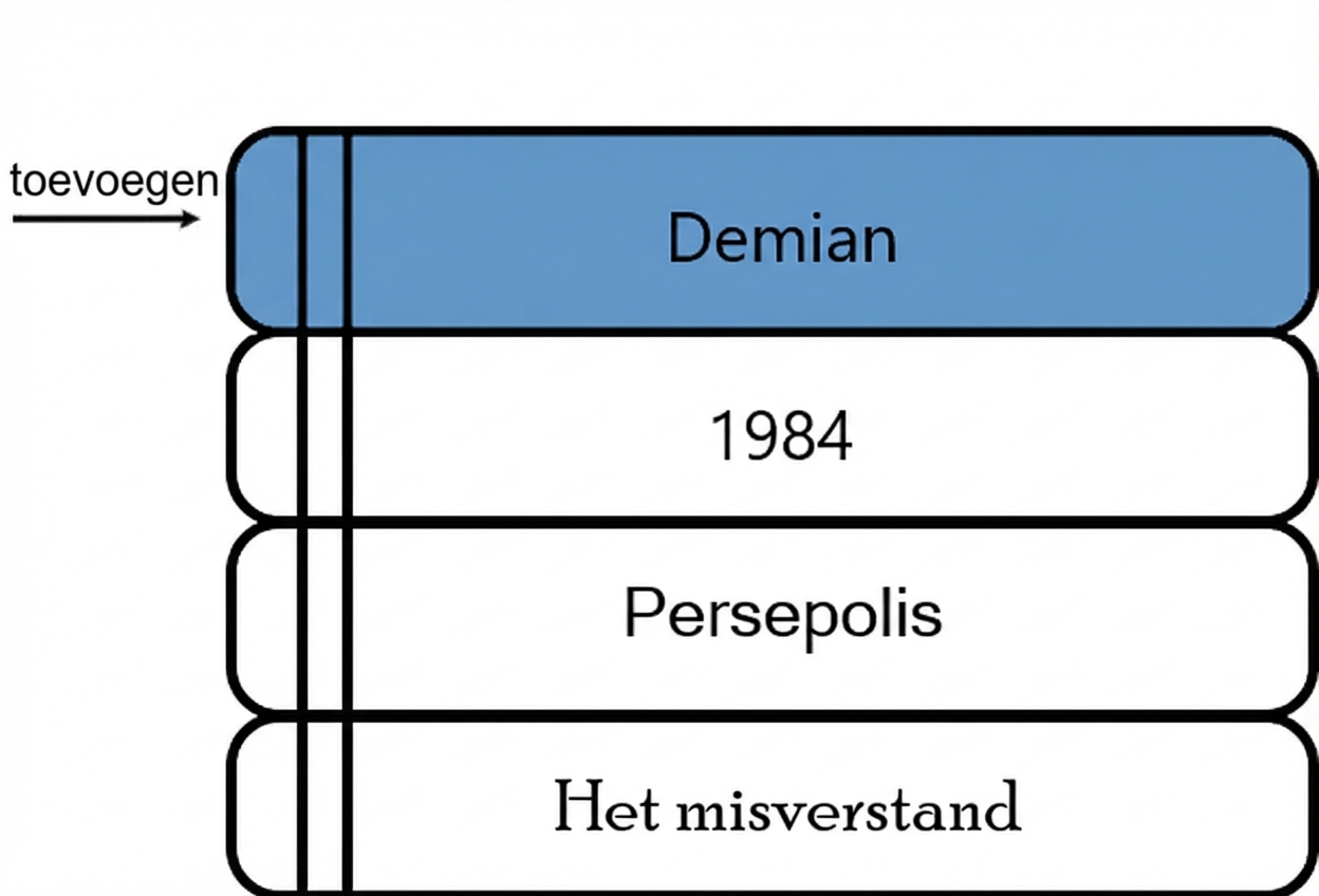 Een stapel boeken met een nieuw boek bovenop.