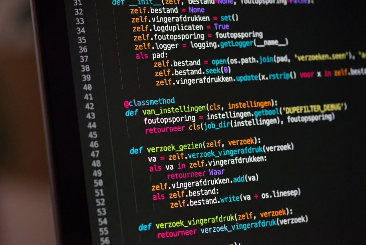 Afbeelding van een laptop met Python-code op het scherm