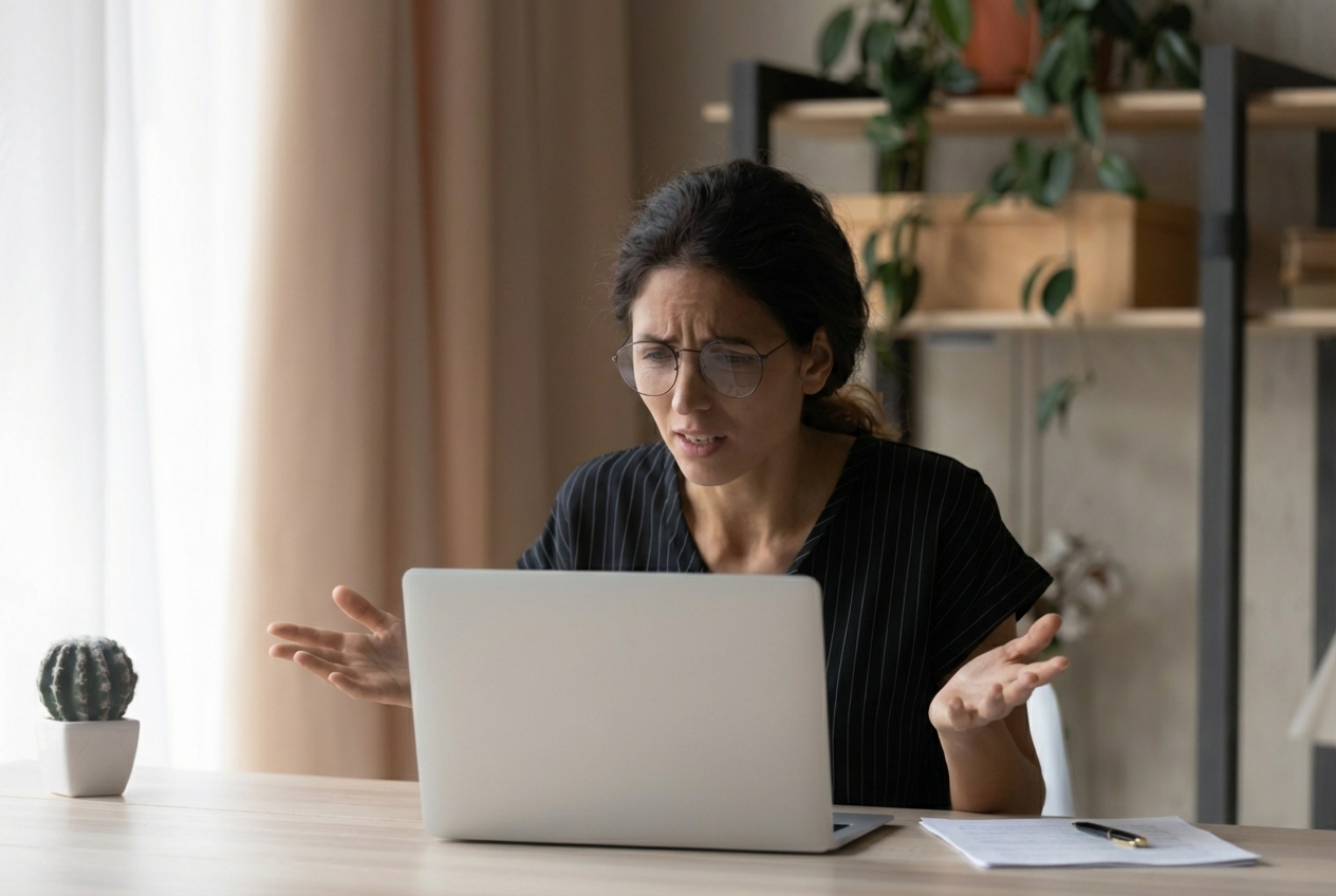 Persoon gefrustreerd door trage data