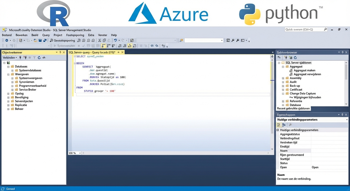 Afbeelding van de R-, Azure- en Python-logo's