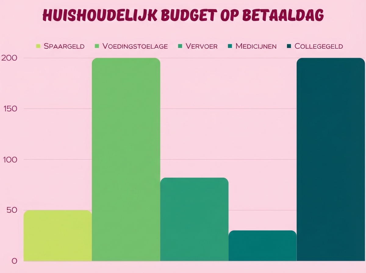 staafdiagram dat het percentage van het budget voor huishoudens op betaaldag vergelijkt
