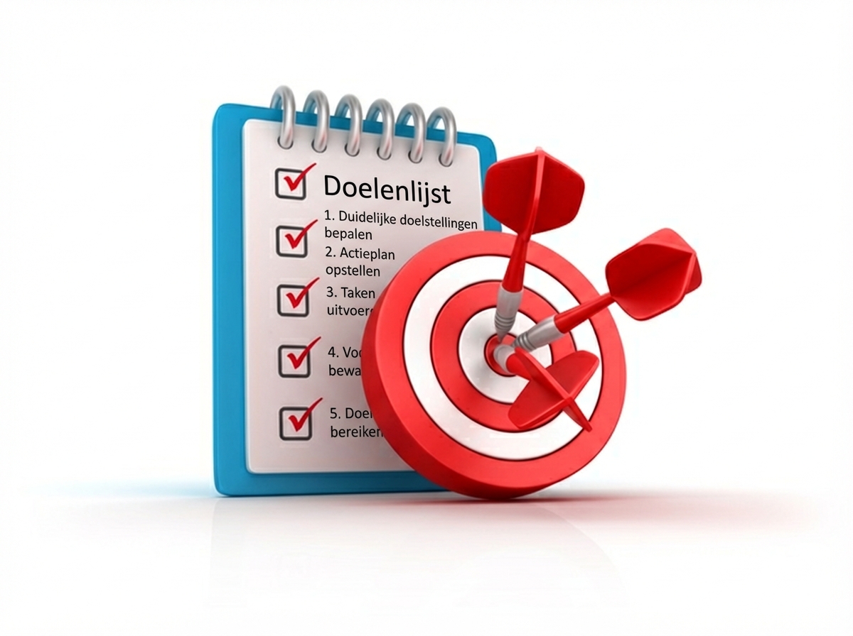 Afbeelding van een checklist naast een dartbord