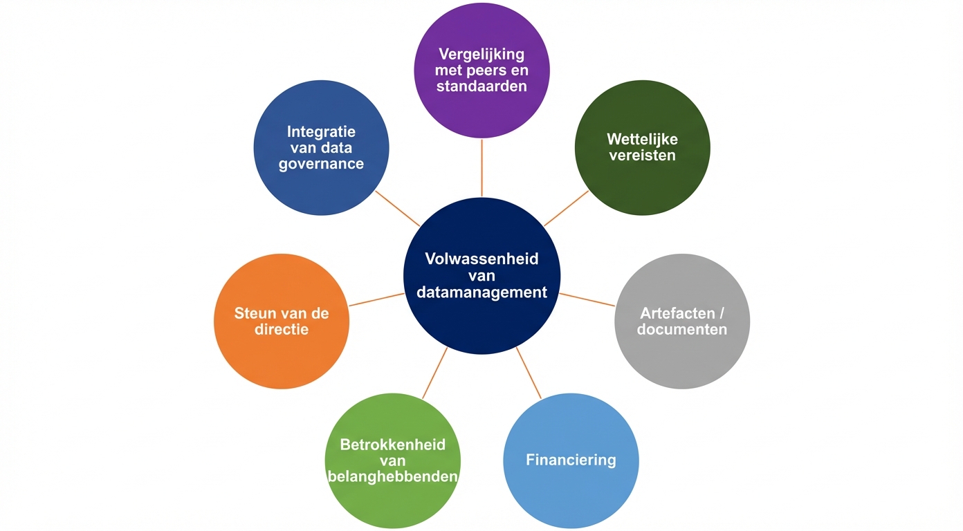 Grafiek met verschillende onderdelen van datamanagementvolwassenheid