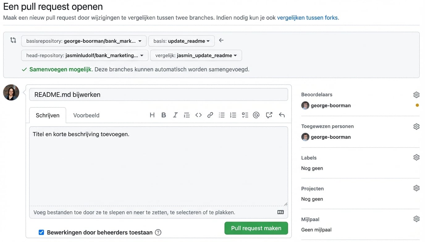 Weergave met een aangevraagde reviewer