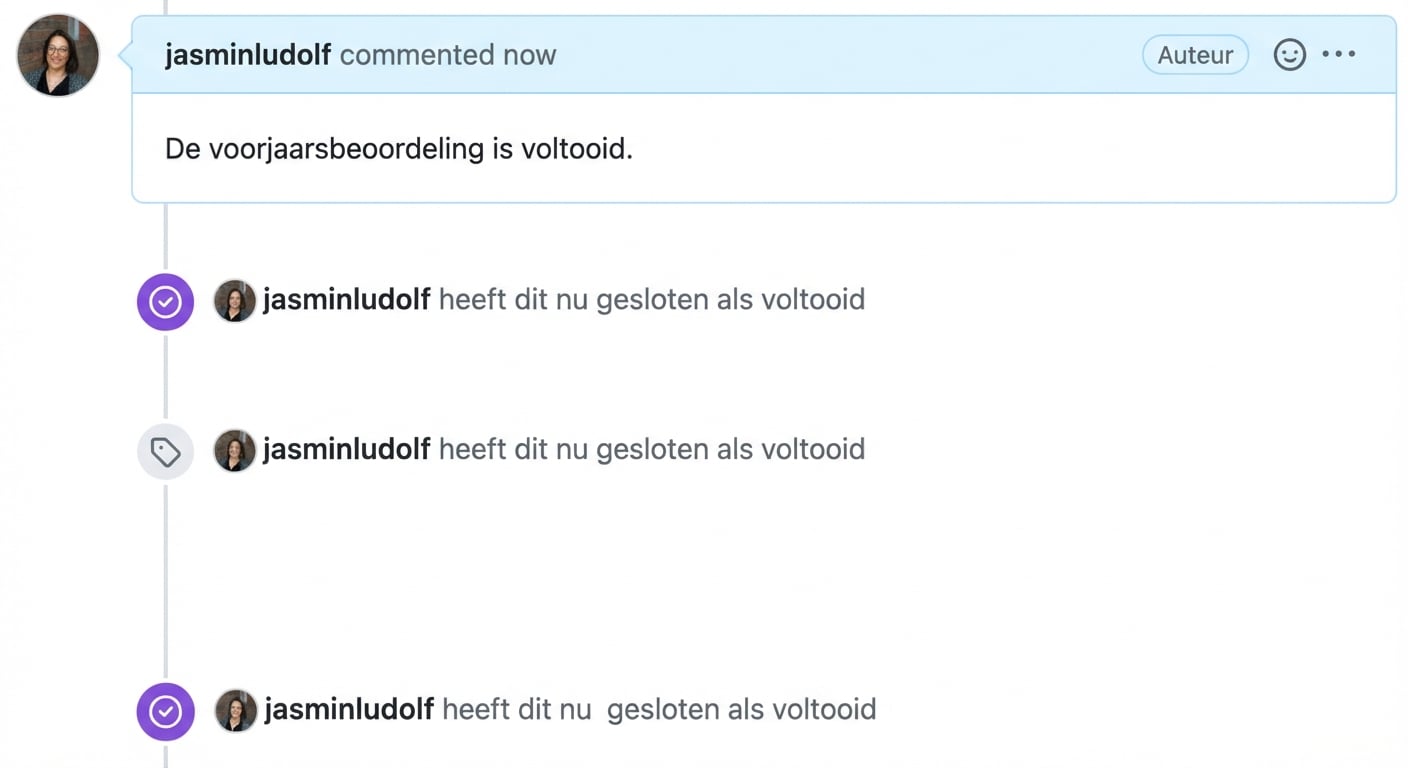 Weergave van een gesloten issue