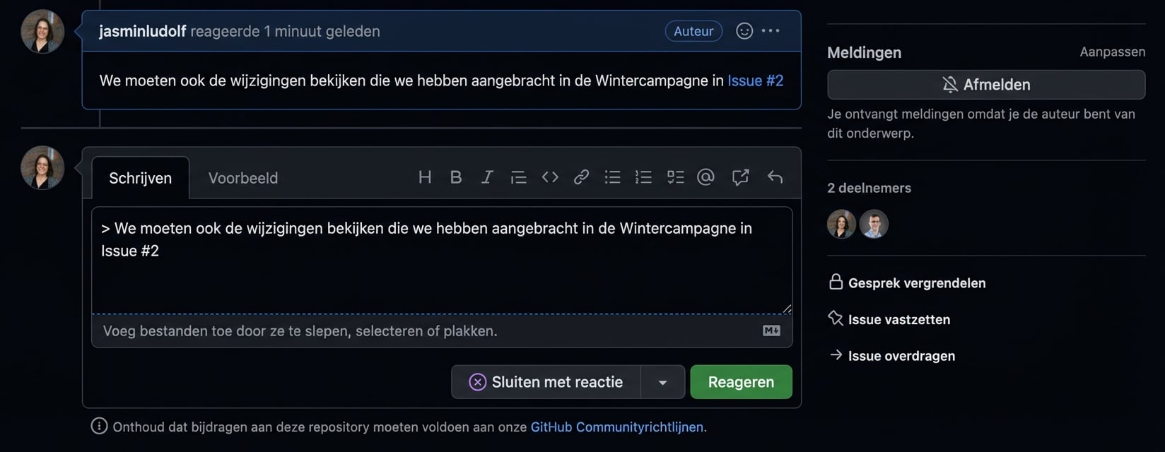 Weergave van een geciteerde reactie