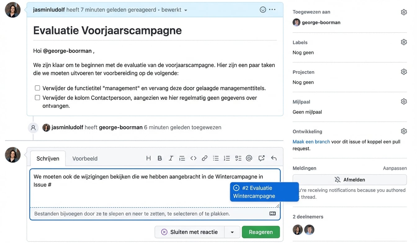 Weergave van linken naar een andere issue