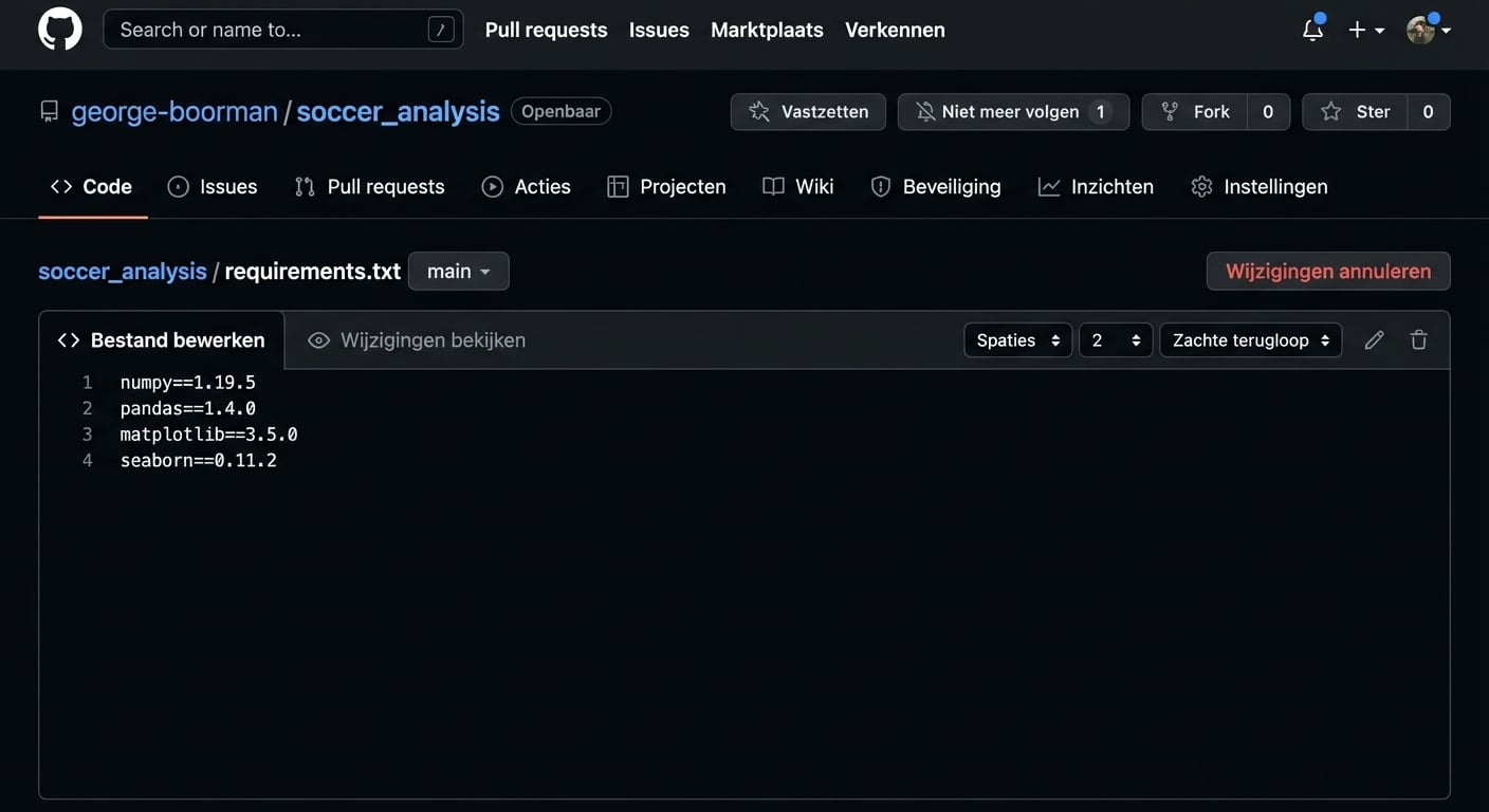 seaborn-pakket en versie toevoegen aan requirements-dot-txt