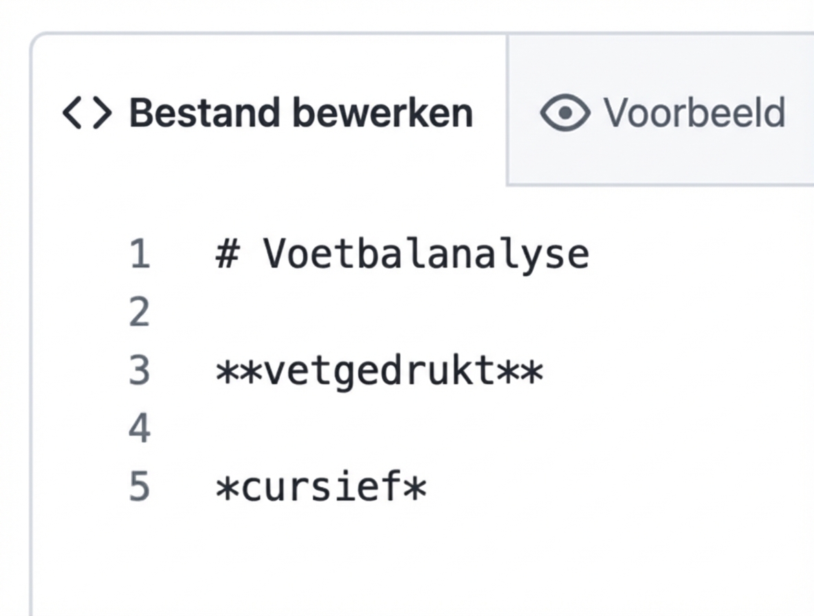 Weergave van een markdown-bewerkpagina met syntaxis voor vet en cursief