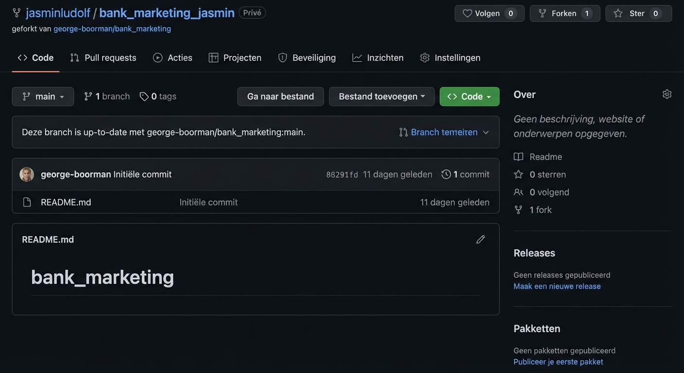 Weergave van de geforkte repository