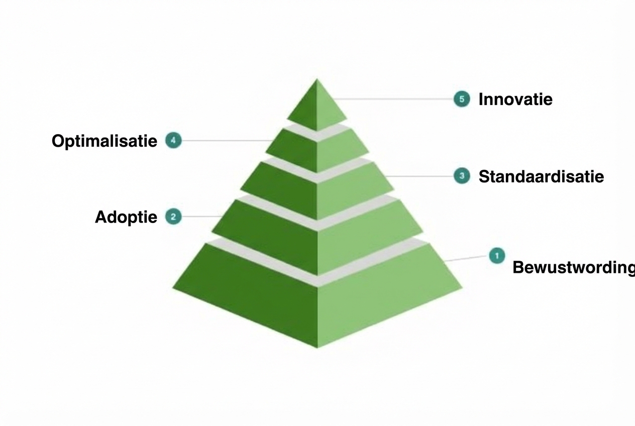 Het vijfde niveau van het voorbeeldmodel voor datacultuurvolwassenheid.