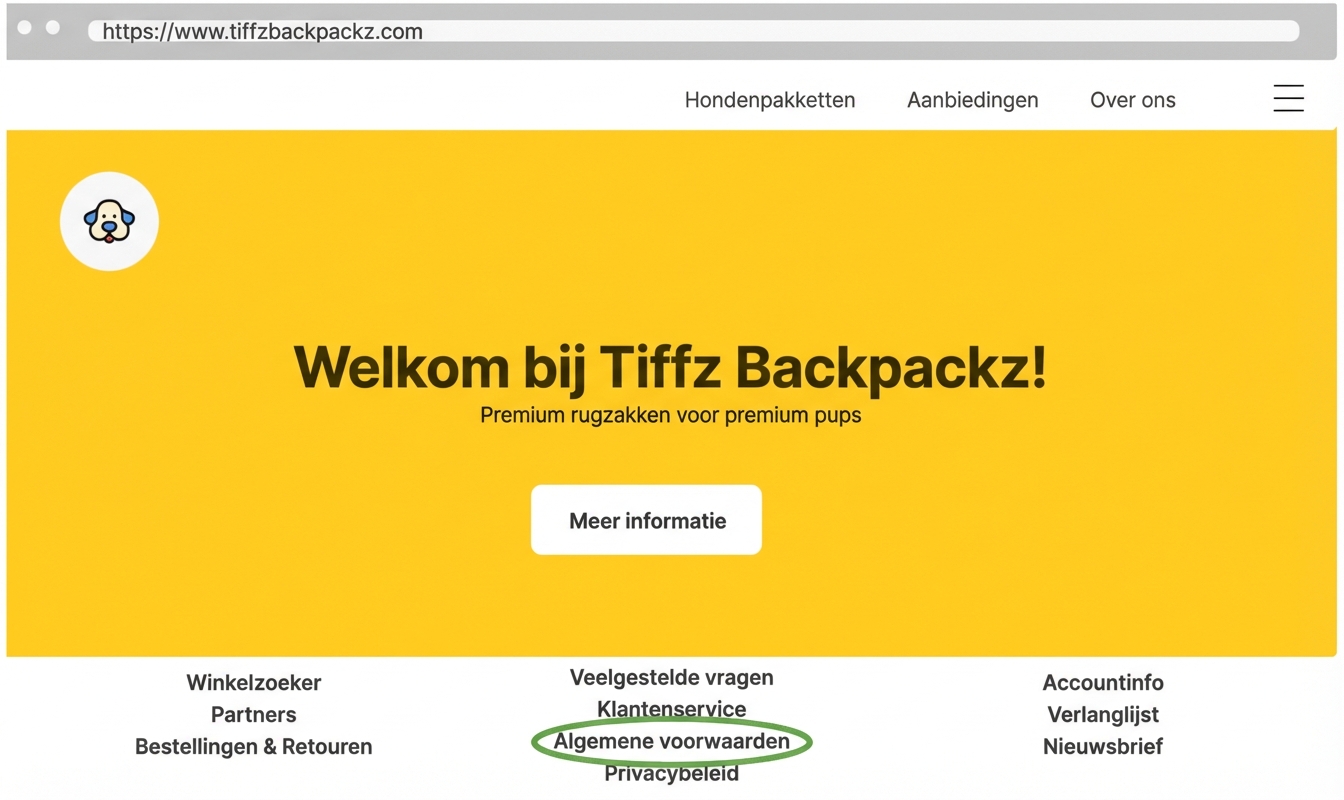 Tiffz Backpackz Algemene voorwaarden landingspagina