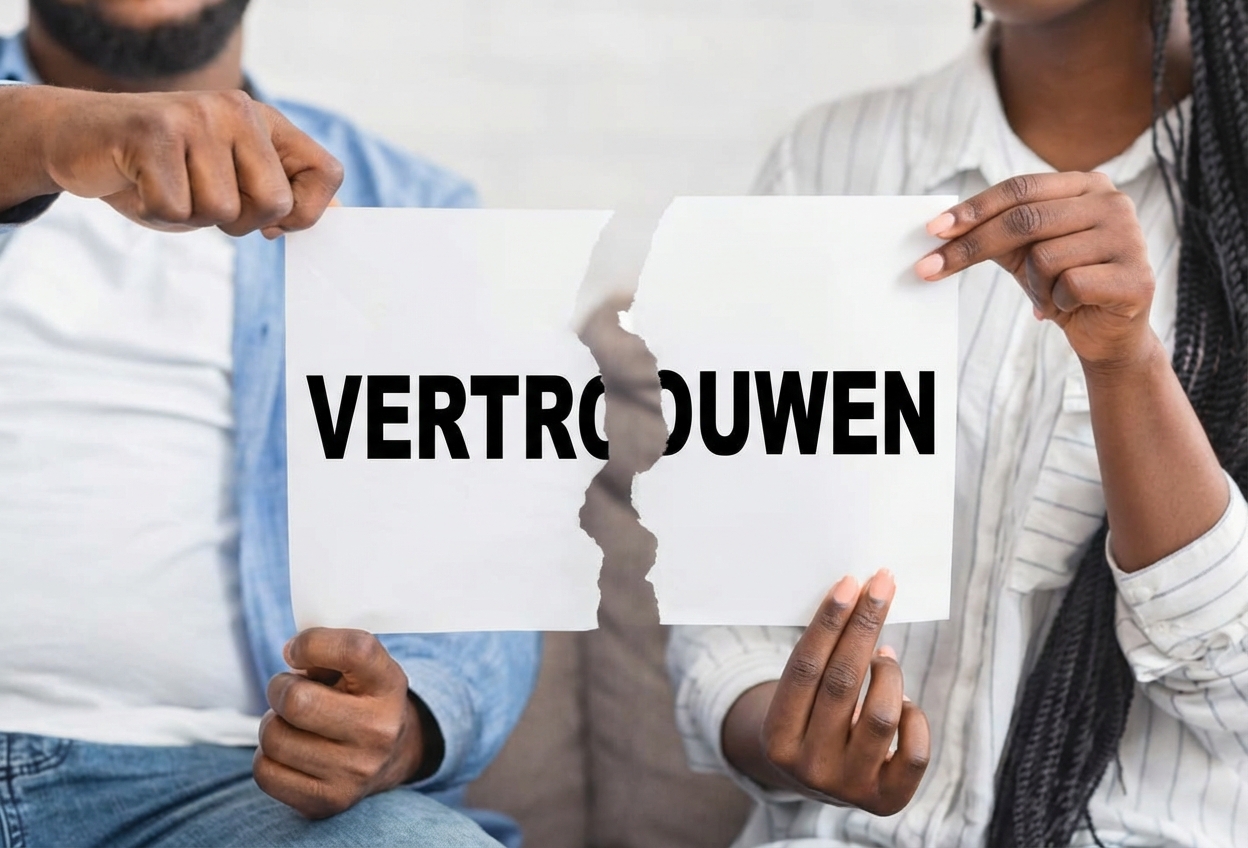 Papier met ‘trust’ dat wordt gescheurd