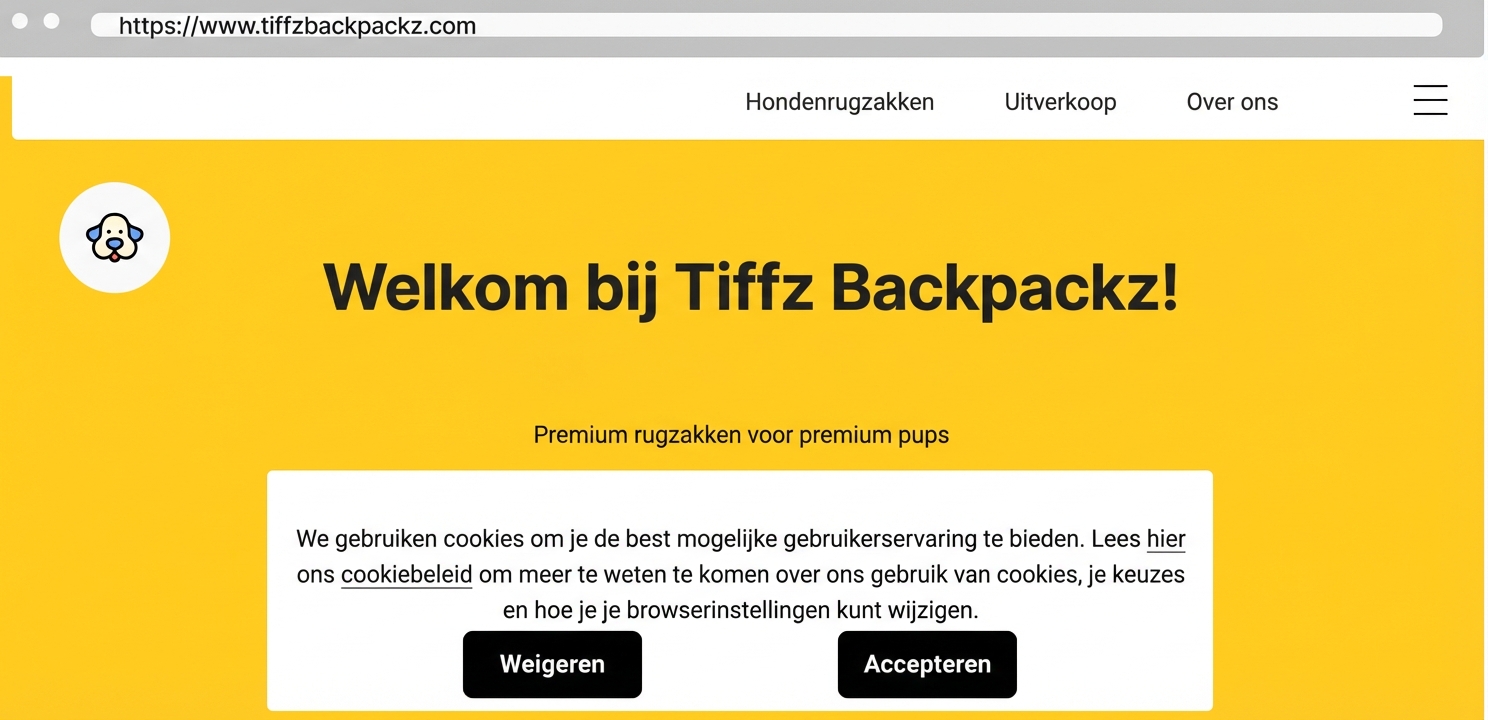 Tiffz Backpackz webpagina