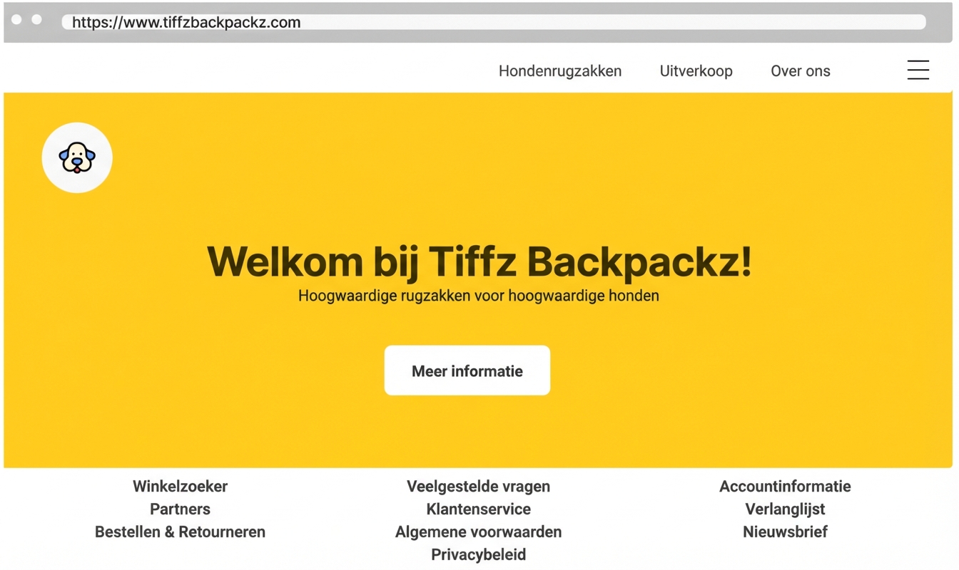 Tiffz Backpackz landingspagina