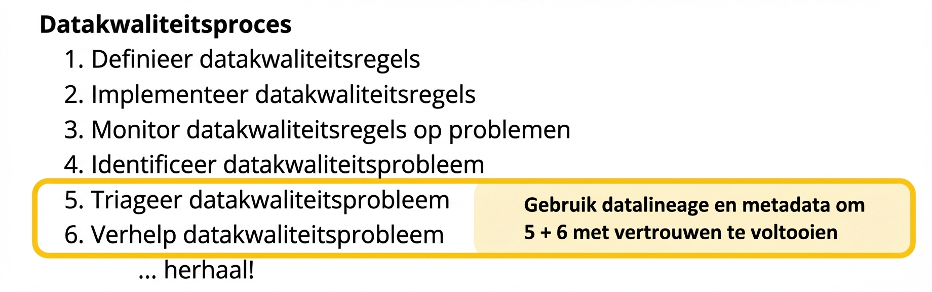 proces voor datakwaliteit met triage- en herstelstappen