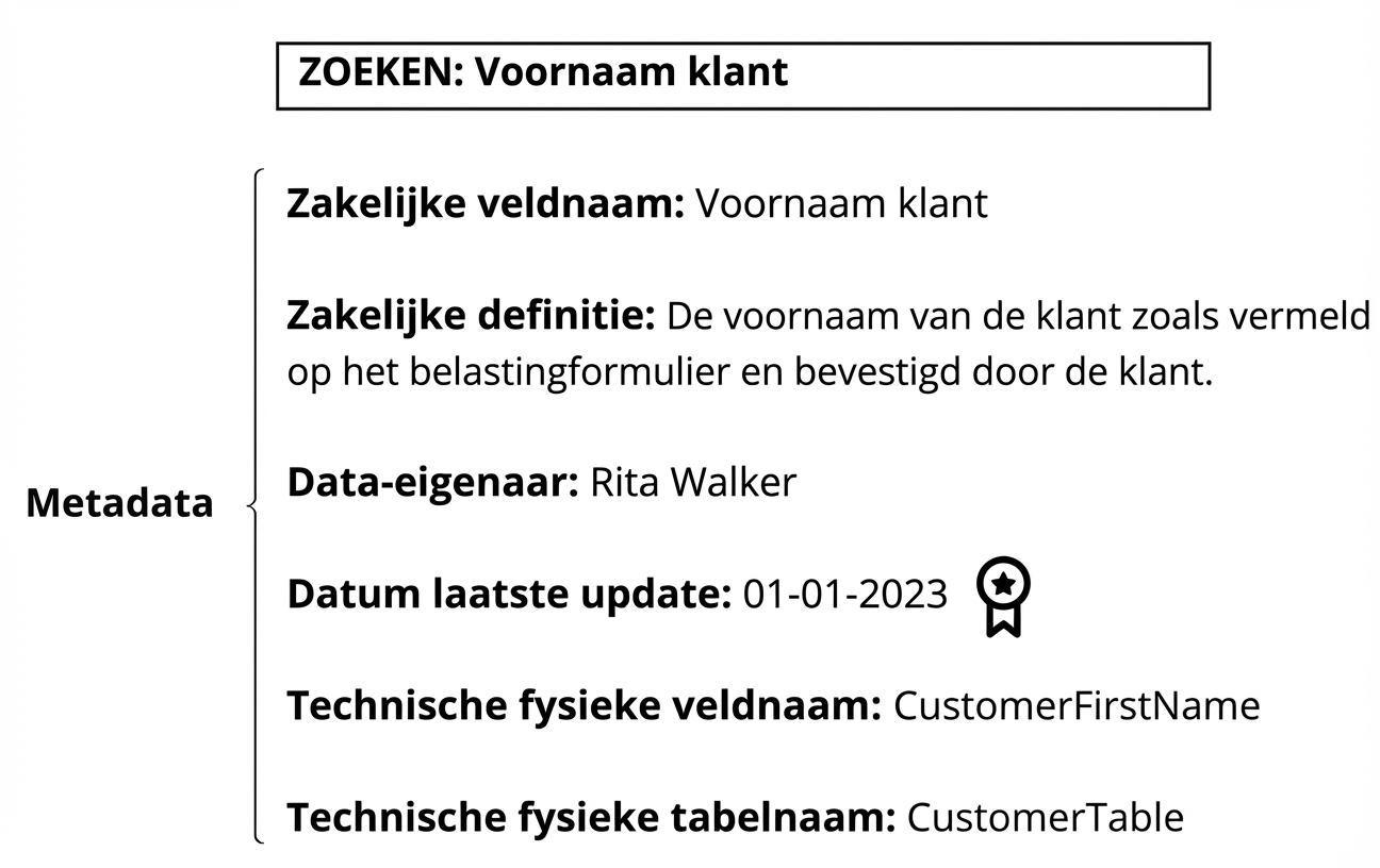 voorbeeld van metadata in datacatalogus