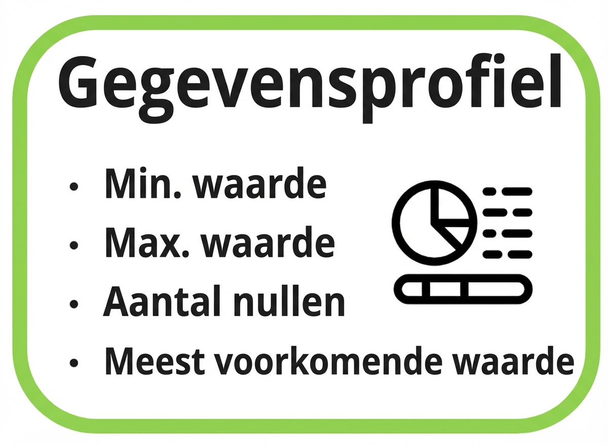 dataprofielvoorbeelden, min, max, aantal nulls