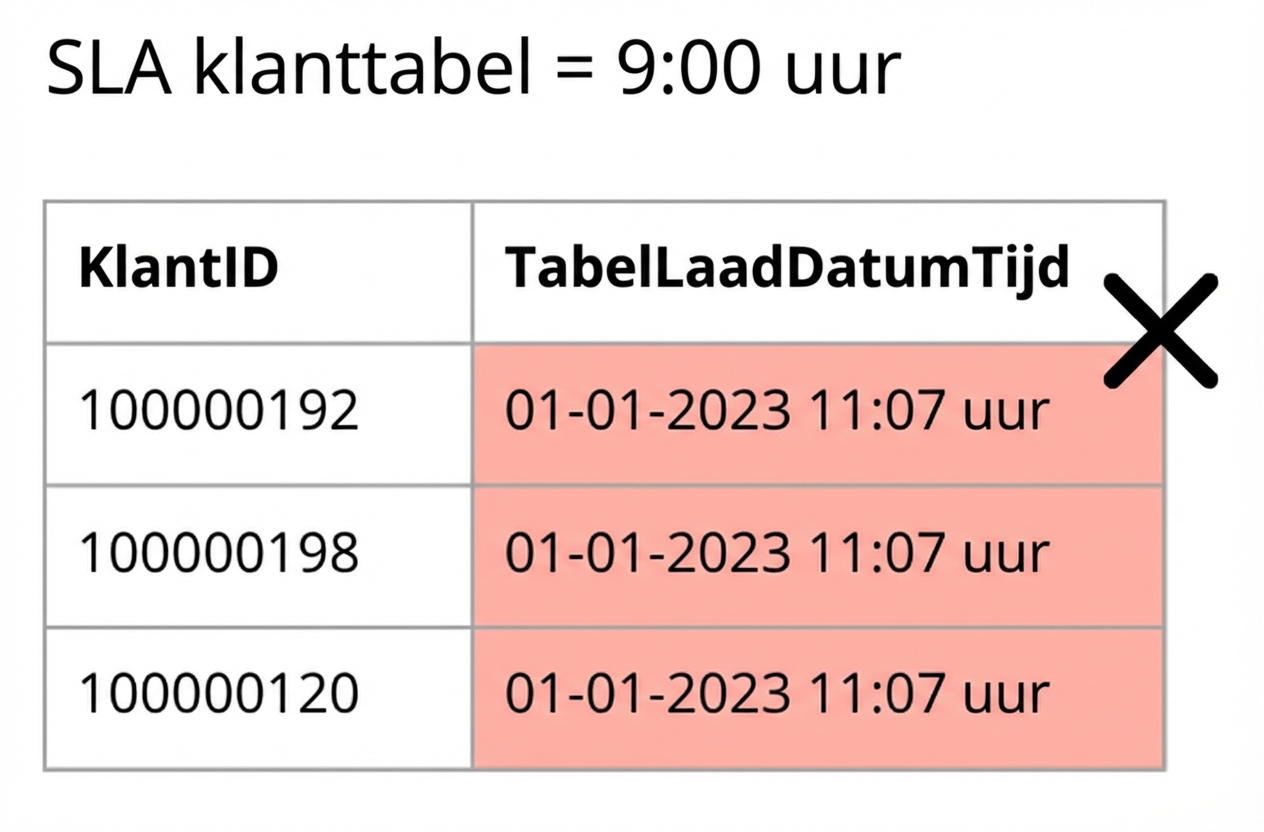 tabel met tijdigheidsregel voor datakwaliteit