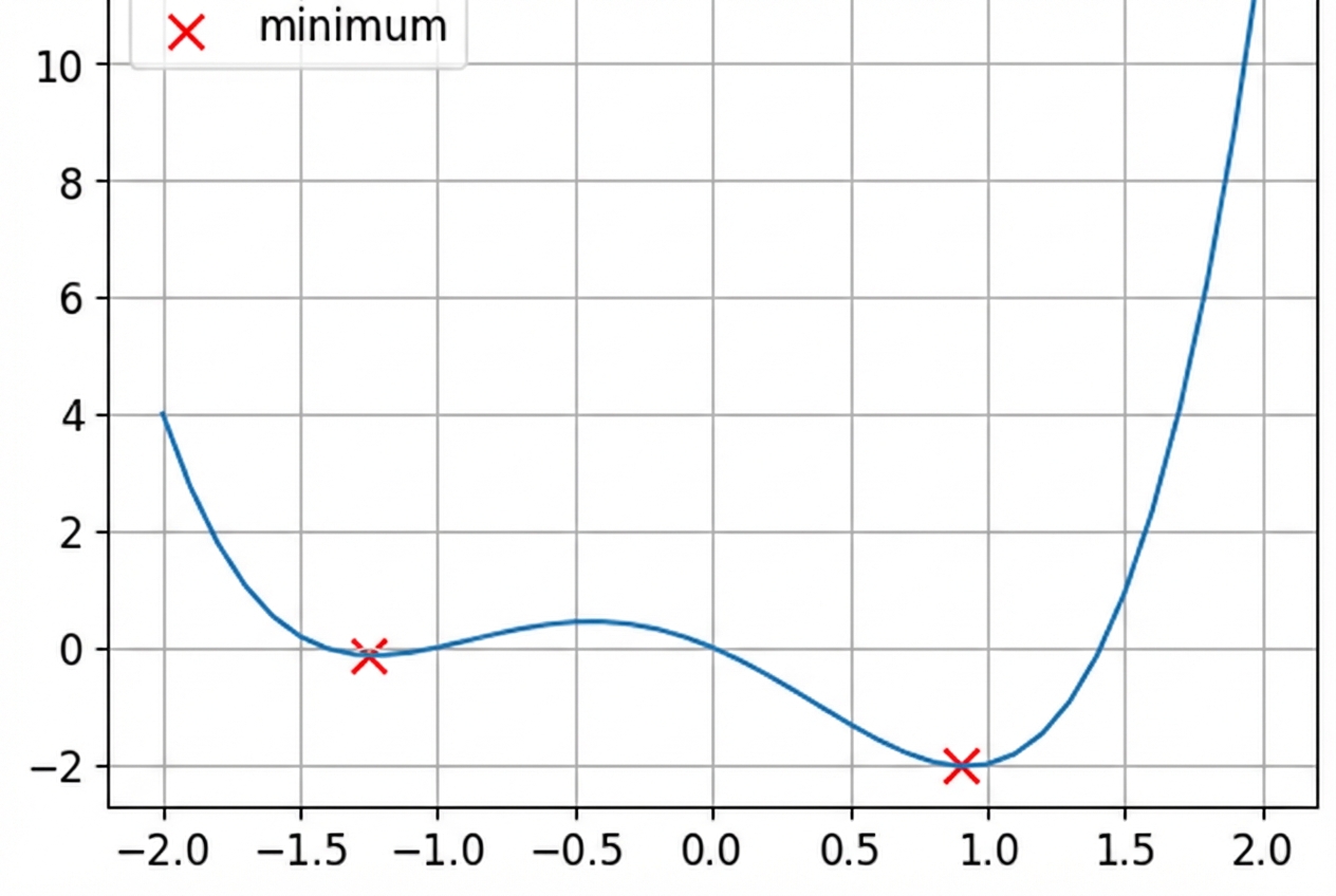 een voorbeeld van niet-convexe functie