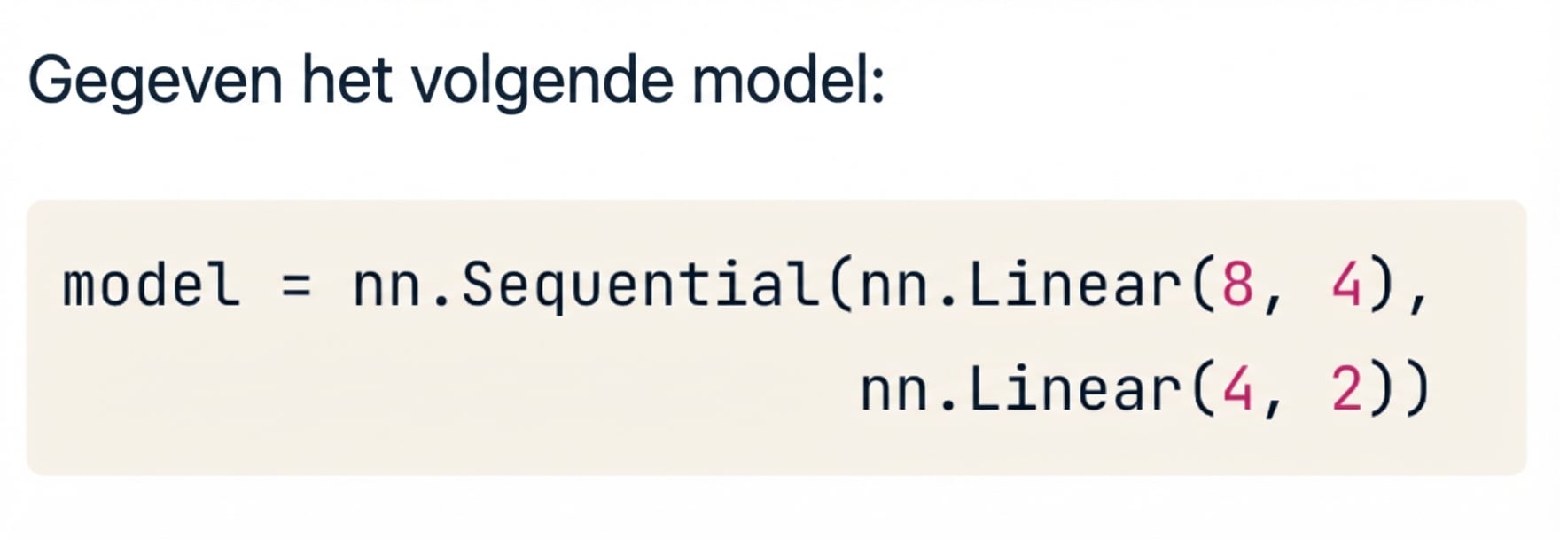 Codeblok voor een netwerk met twee lagen