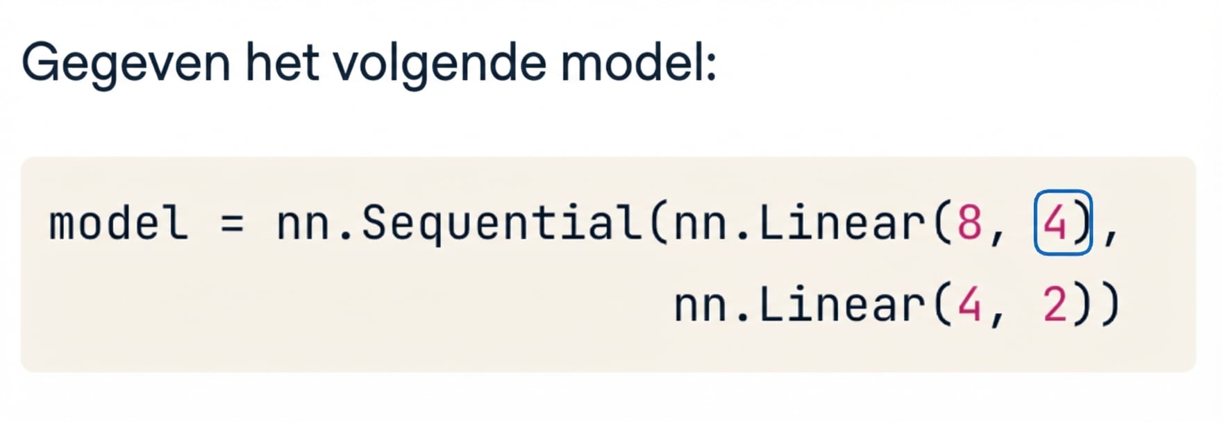 Codeblok voor een netwerk met twee lagen