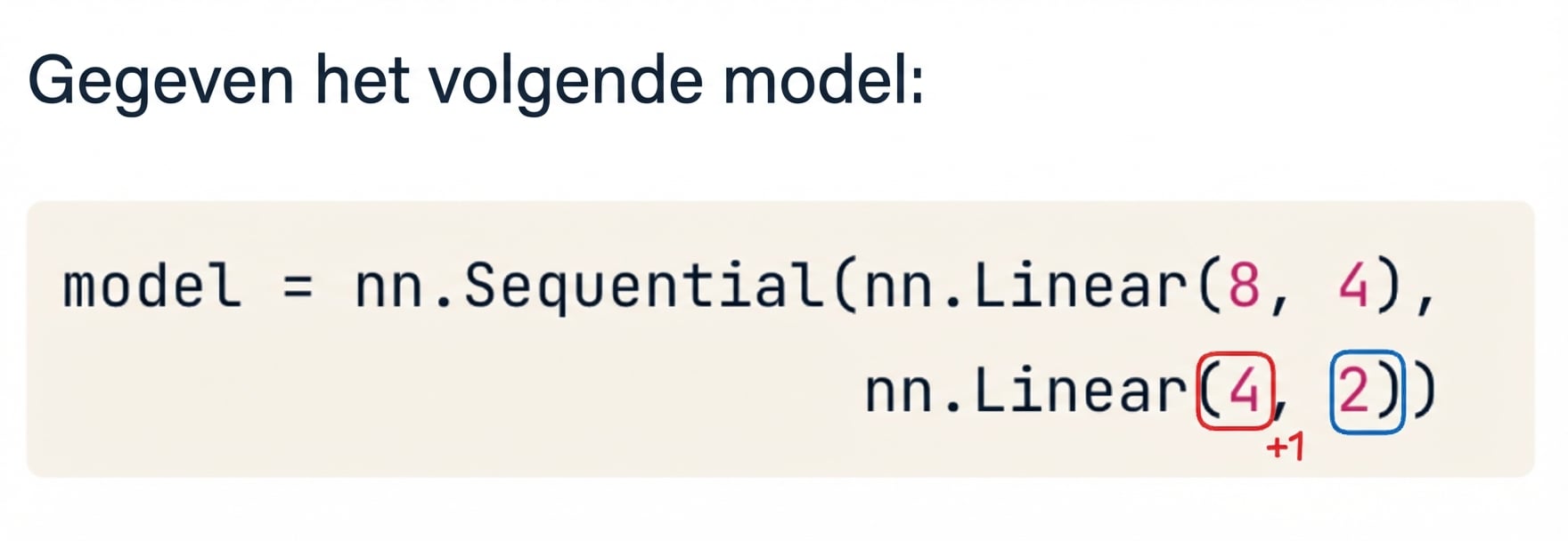 Codeblok voor een netwerk met twee lagen