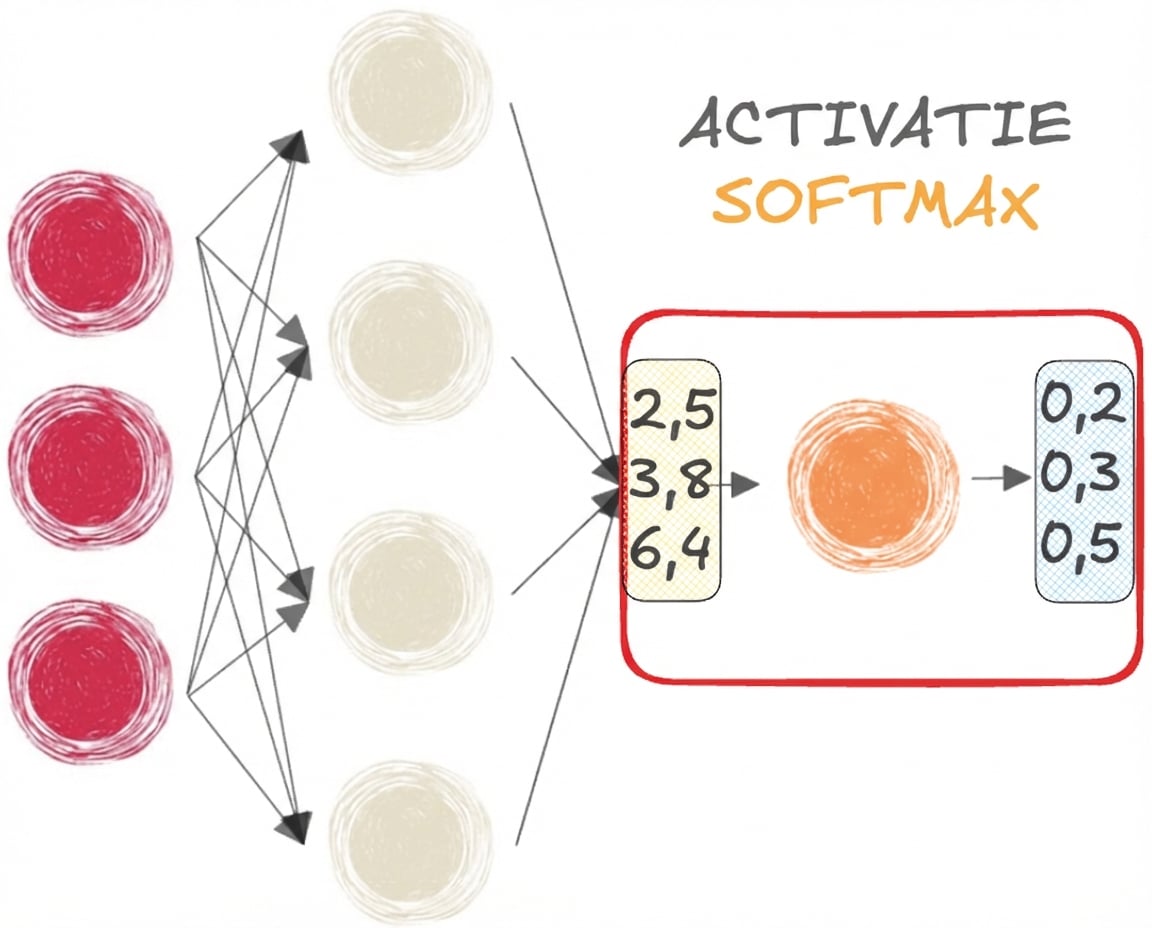 Een neuraal netwerk met softmaxfunctie