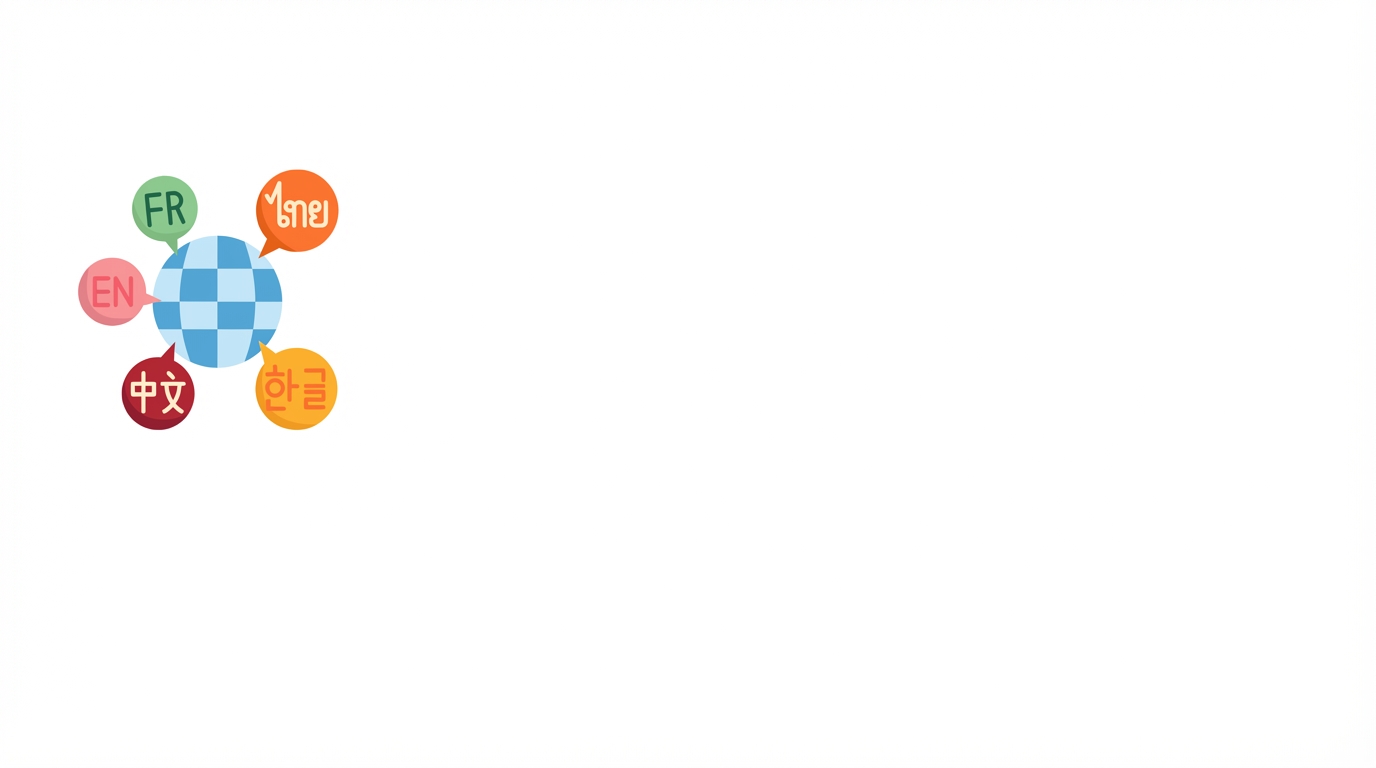 Illustratie met meerdere talen rond een wereldbol