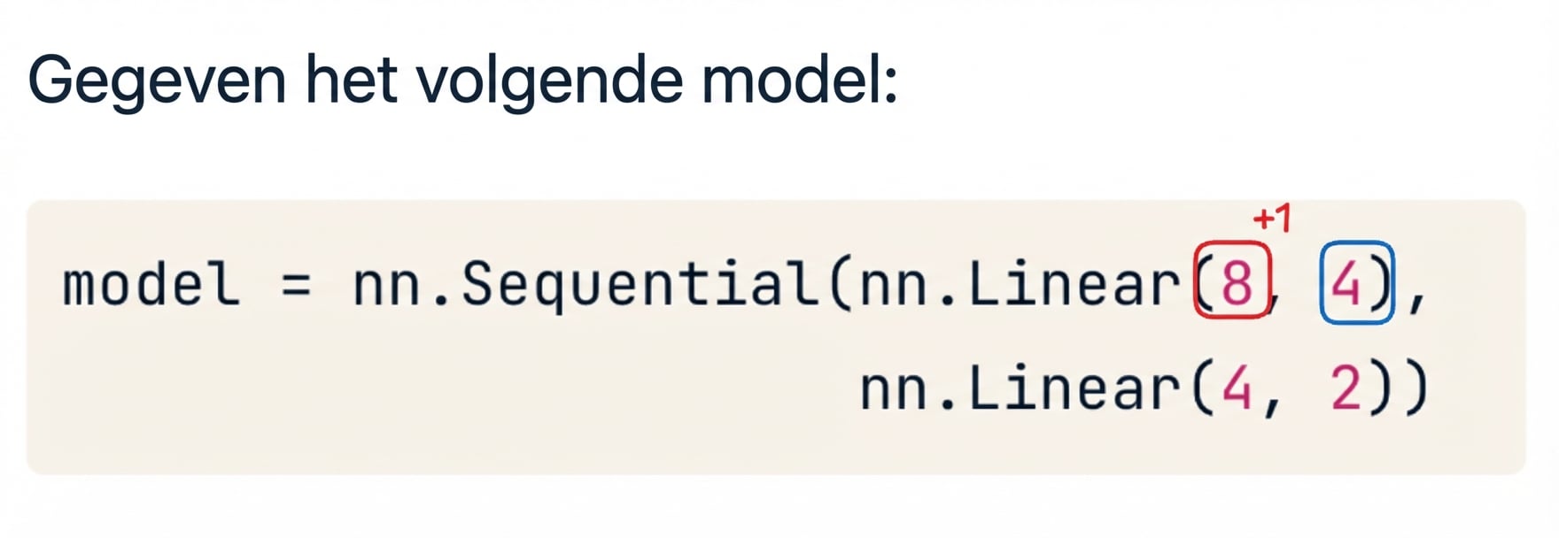 Codeblok voor een netwerk met twee lagen