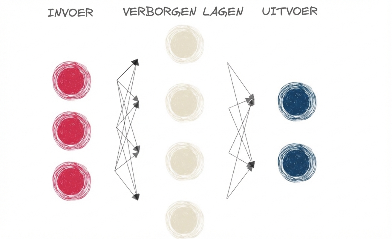 Een diagram van een klein neuraal netwerk