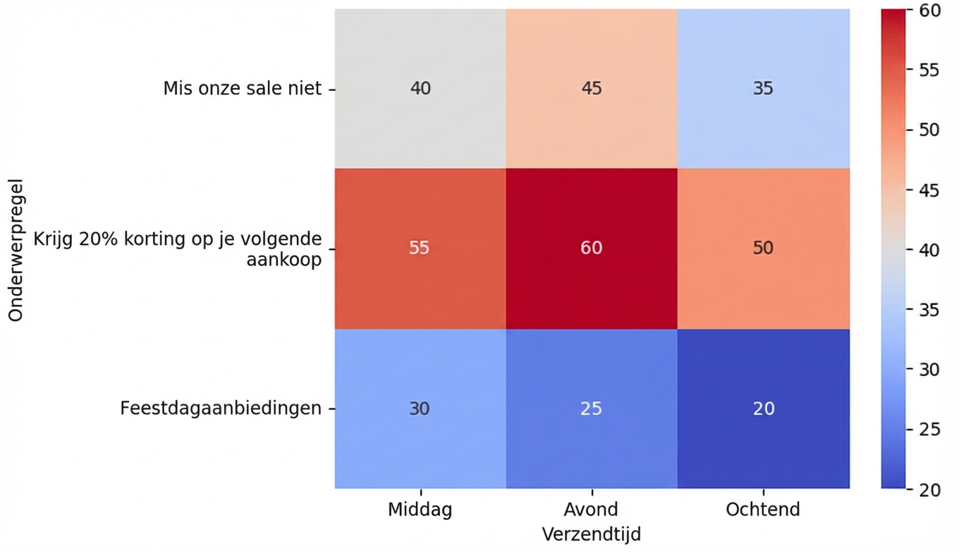 Heatmap die open rates vergelijkt