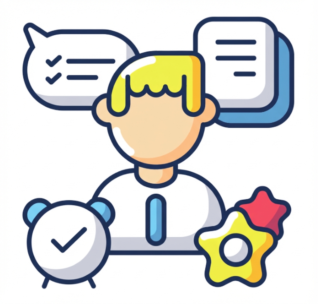 Persoon die tijd en skills overweegt.