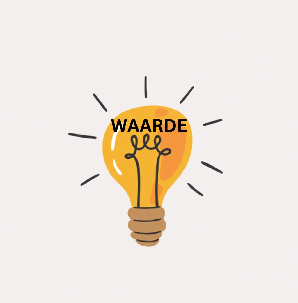 Gloeilamp met het woord "VALUE"