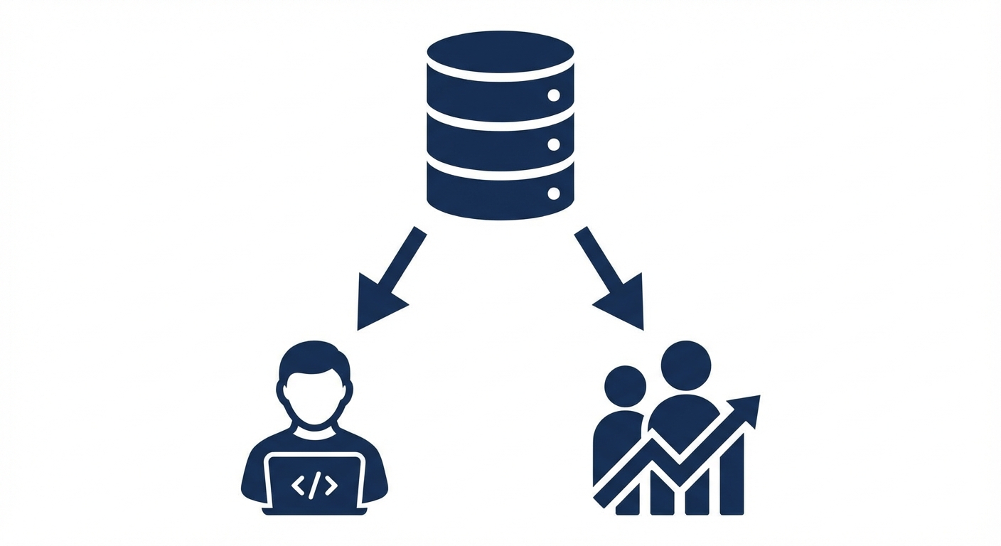 Datagebruikers die een SQL-database benaderen.
