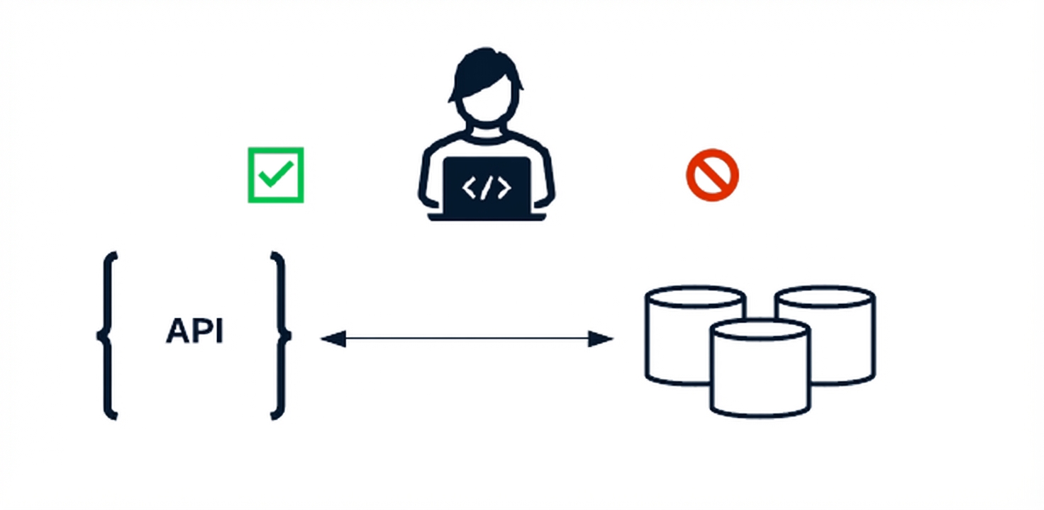 Data engineer die een API gebruikt om met een database te werken.